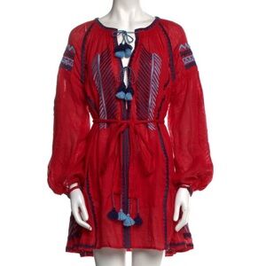 March 11 Red and Blue Embroidered Dress